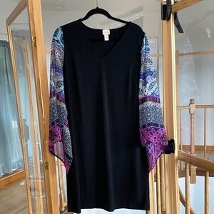 Chico shift style dress with scarf sleeves.